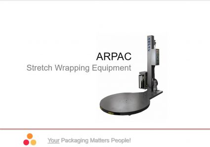 Pyramid Packaging sells the ARPAC stretch wrapping machine. If you wrap five or more skids per day, this is an option for you.